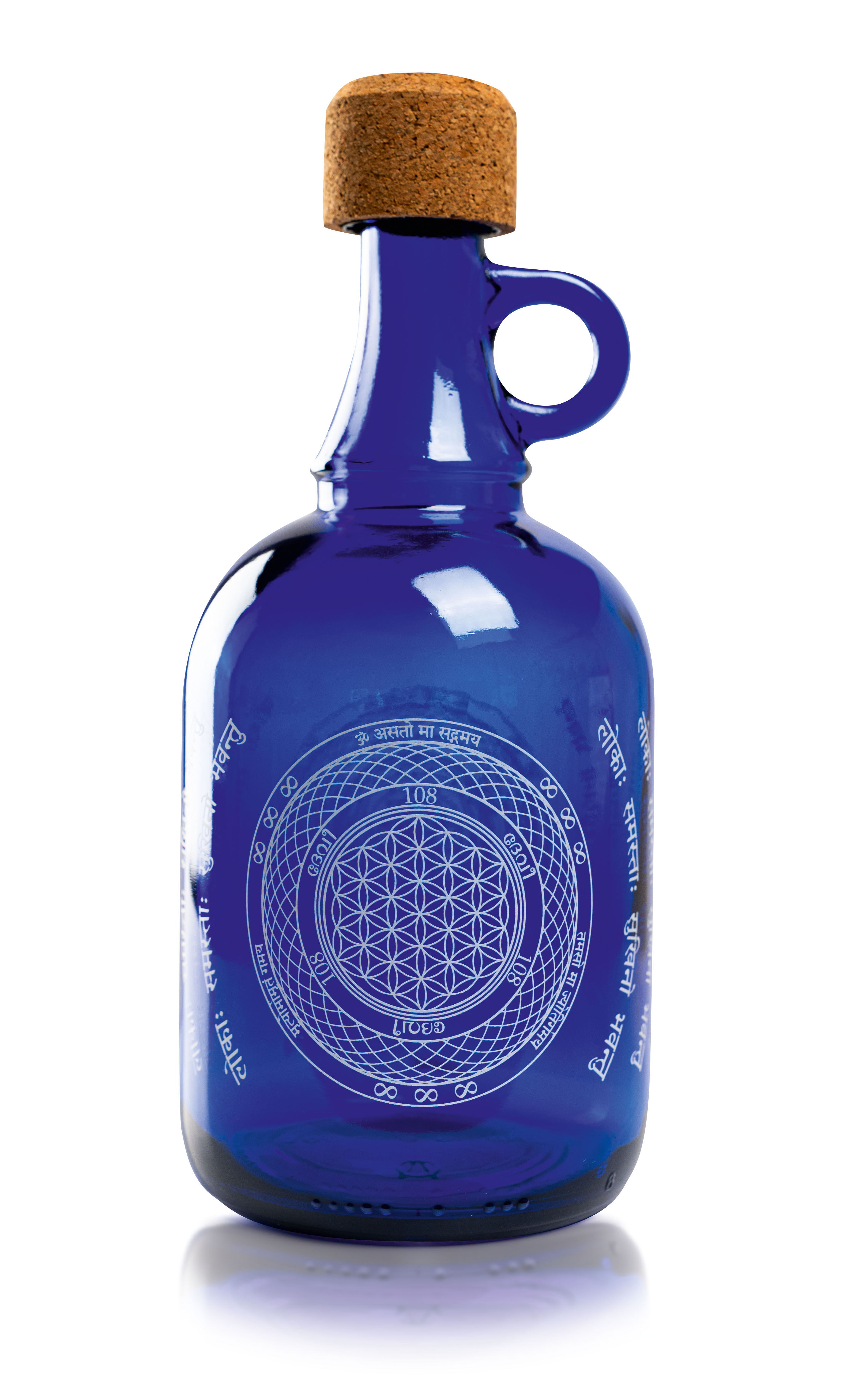 Devi Water, Blauglas Wasserflasche, 1L