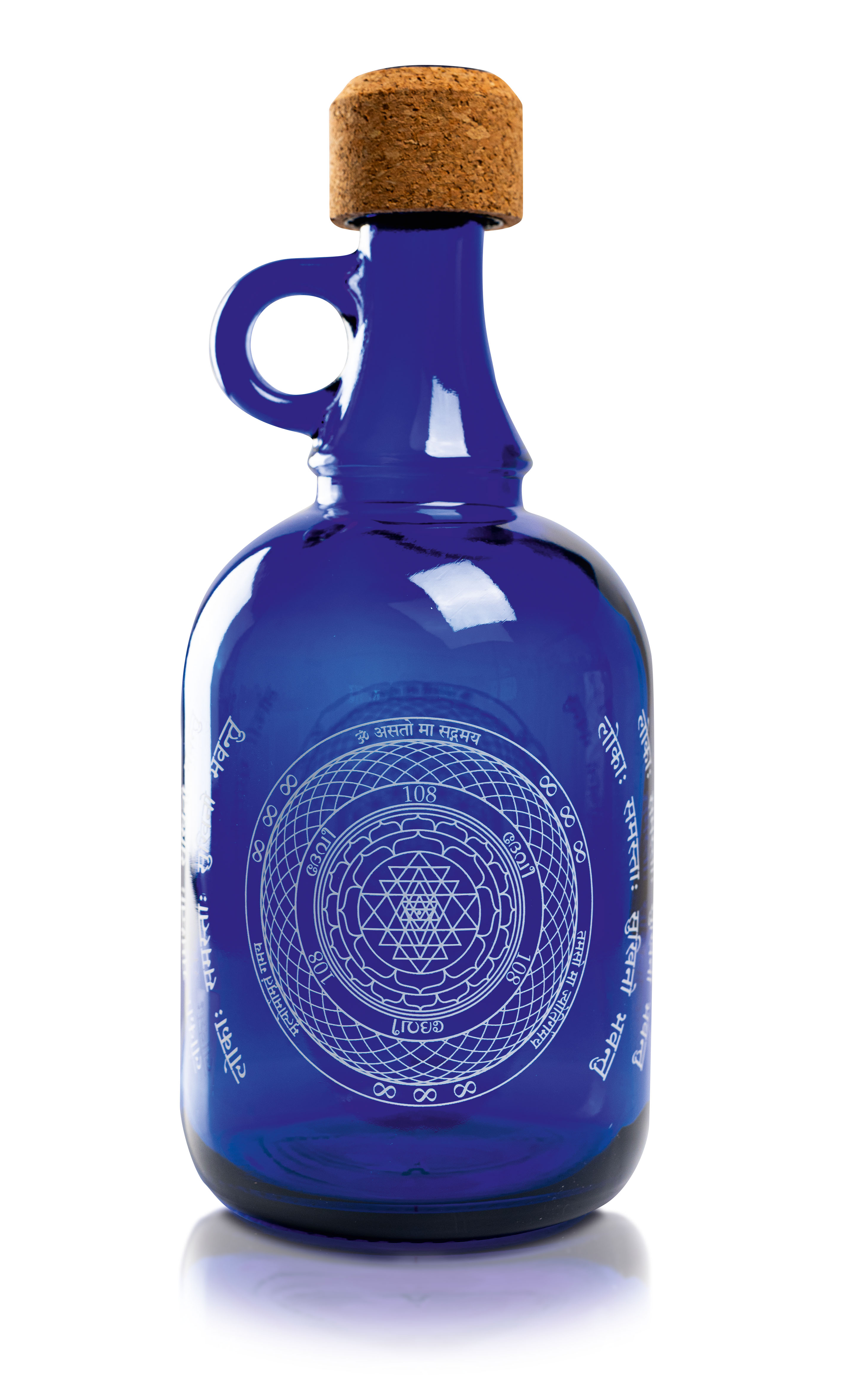 Devi Water, Blauglas Wasserflasche, 1L
